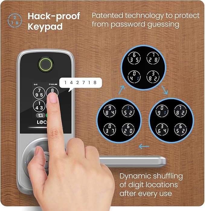 Lockly Smart Lock Secure Pro (2026 Latest Version),Fingerprint Door Lock, Keyless Entry, Built-in Wi-Fi Latch, PIN Genie Keypad (Silver)