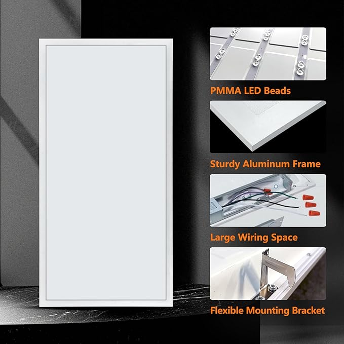 Mcacggo 30 Pack 2x4 LED Flat Panel Light 5000K-4000K-3000K & 0-10V Dimmable, 30W-40W-50W Switchable, Back-Lit Drop Ceiling Lights for Office, ETL Listed, 100-277V