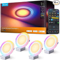Govee Smart Recessed Lighting 6 Inch, Matter RGBIC LED Recessed Light Work with Alexa, Google Assistant, Dimmable 1100LM Canless Downlight with Junction Box for Living Room, Bedroom, Kitchen 4 Pack
