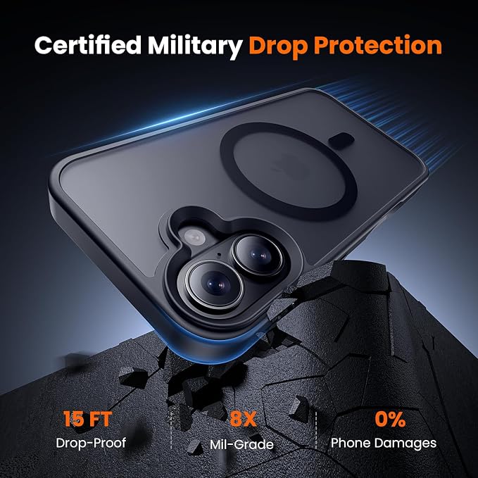 toushion 3 in 1 for iPhone 16 Plus Case Clear Matte Black | - Image 4