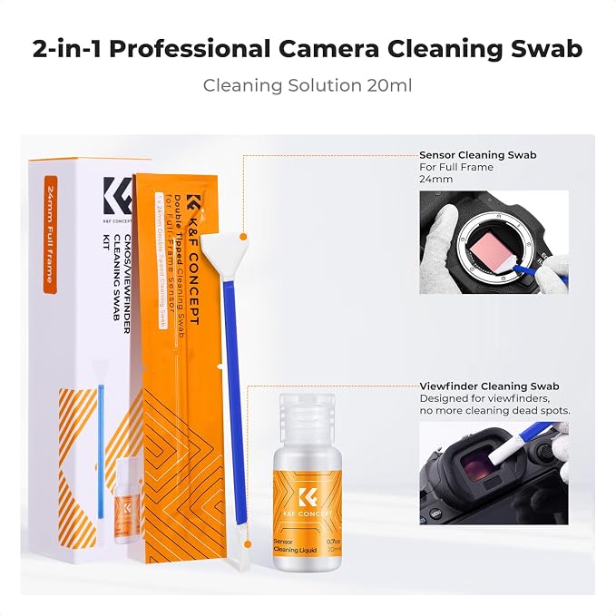 K&F CONCEPT 2-1 24mm Full Frame Sensor Cleaning Swab, Viewfinder Cleaning Swab - Image 2