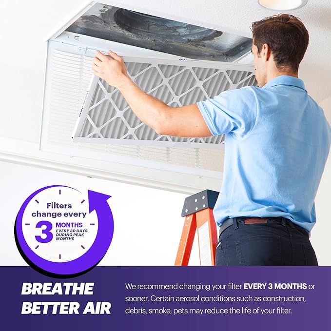 BNX TruFilter 12x12x1 Air Filter MERV 8 (6-Pack) - MADE IN USA – Dust & Pet Defense Pleated Air Conditioner HVAC AC Furnace Filters for Dust, Pet, Mold, Pollen MPR 600 – 700 & FPR 5