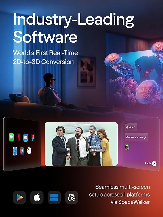 VITURE Luma XR Glasses — 146” 1200p Ultra Sharp Display, 1000 Nits, 50° FOV, Dimming Adjustments, USB-C Connection for iPhone, Android, Mac, PC, Steam Deck, First-Ever XR Experience for Switch 2