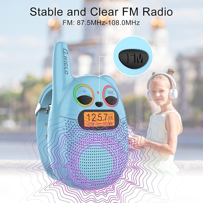 Qniglo Walkie Talkies for Kids Rechargeable 4 Pack, Kids Toys for 3-14 Year Old Girls Gifts Walkie Talkies for Outdoor Camping Games Christmas Birthday for 5 6 7 8 9 10 Year Old Boys Toddlers