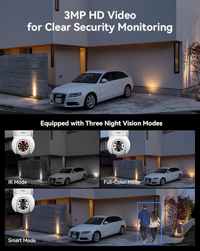 VORGUT Wireless Security Camera System with 10" LCD Monitor, 2PCS 3MP PTZ Outdoor Camera for Home Surveillance, 10CH NVR with 500G HDD,Auto Tracking,Human Detection,Color Night Vision,No Monthly Fee