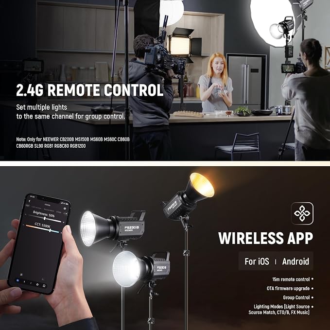 NEEWER FS230B LED Studio Video Light, 230W Bi Colour COB Continuous Lighting - Image 7