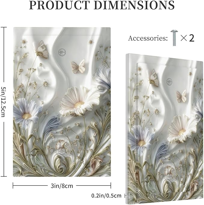 Bvtewkhz Boho Floral Wild Flower No Device Single Blank Decorative Light Switch Covers Electrical Faceplate Switch Plates for Bathroom Kitchen Home