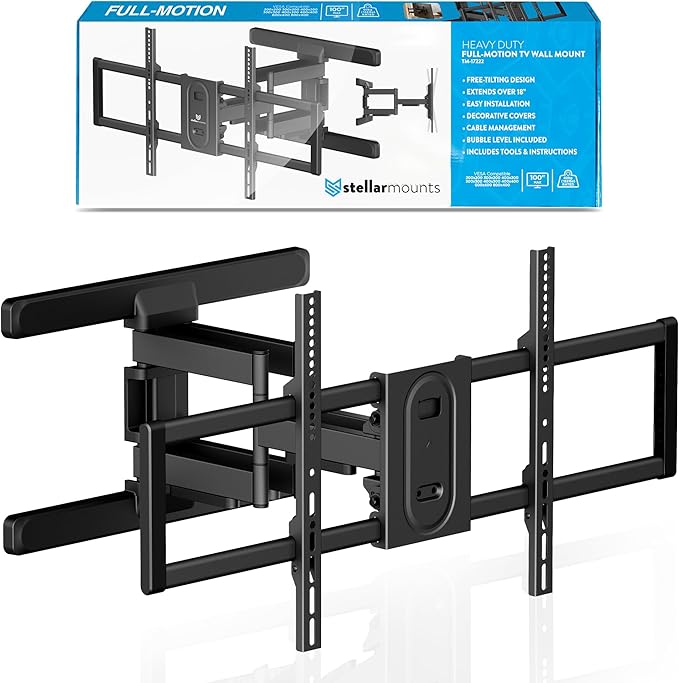 Heavy Duty Dual Arm Articulating TV Wall Mount Bracket for Hisense U76 QLED 100U76N 100 Inch TV - Tilt & Swivel with Reduced Glare