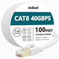 Jadaol Cat 8 Ethernet Cable 100ft, 40Gbps 2000MHz Flat S/FTP LAN Patch Cable by Jadaol