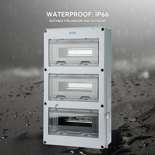 MOLLOM 36 Way Circuit Breaker MCB Distribution Protection Box with DIN Rail, IP65 Waterproof,for Indoor and Outdoor