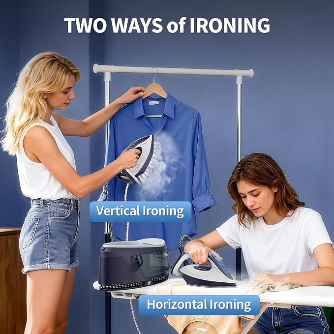IRONDAY Steam Iron for Clothes,1500W Professional Steam Station,67.62oz Water Tank,Auto Shutoff,Self-Clean,ECO Mode, Iron Steamer with Ceramic Soleplate for Various Fabrics, Lock For Easy Carry