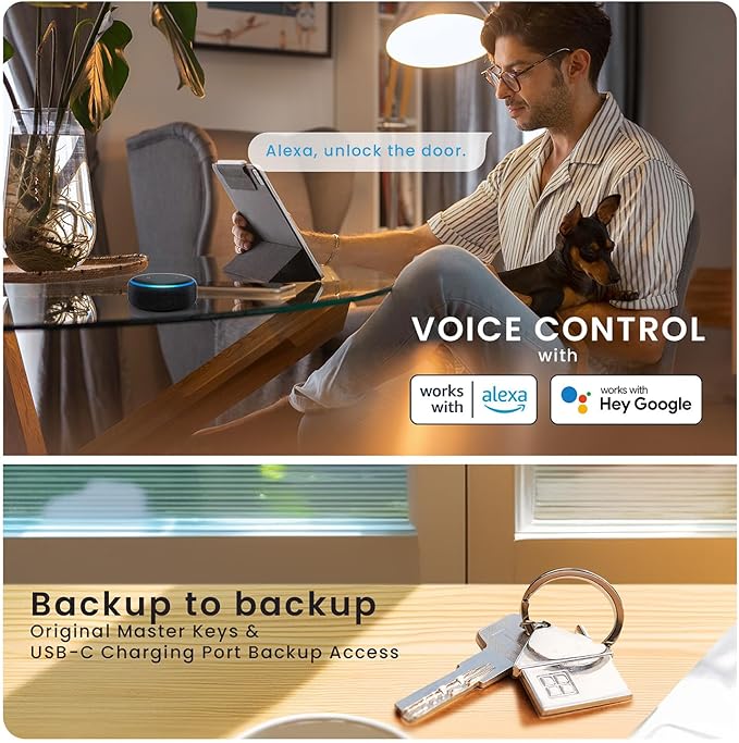 Lockly Smart Lock Secure Pro (2026 Latest Version),Fingerprint Door Lock, Keyless Entry, Built-in Wi-Fi Latch, PIN Genie Keypad (Silver)
