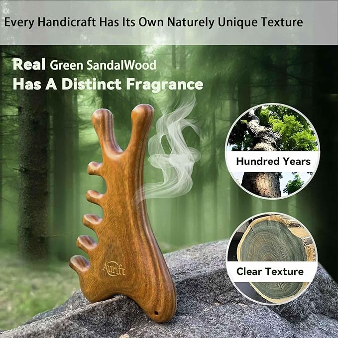 4-in-1 Wooden Gua Sha Tool for Face & Small Body, Scalp & Head Massage for Stress Relief, Manual Muscle Scraper for Neck & Jawline, Trigger Point & Acupressure Massage, Valentine’s Day Gift for Women