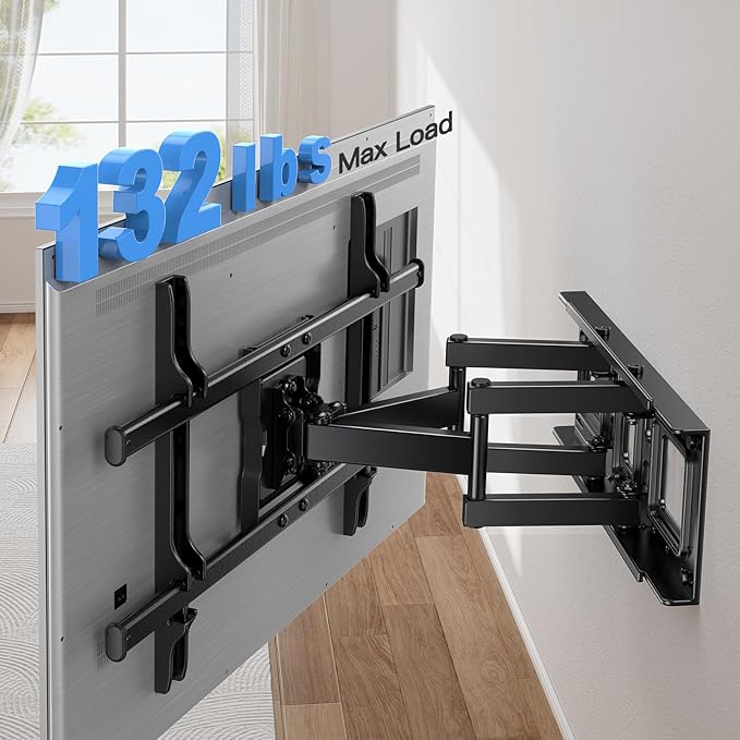 Pipishell Full Motion TV Wall Mount for Most 37-84 Inch TVs up to 132lbs, Wall Mount TV Bracket Articulating Swivel Tilt Extension Leveling Max VESA 600x400mm Fits 12/16" Wood Stud, PILFK1