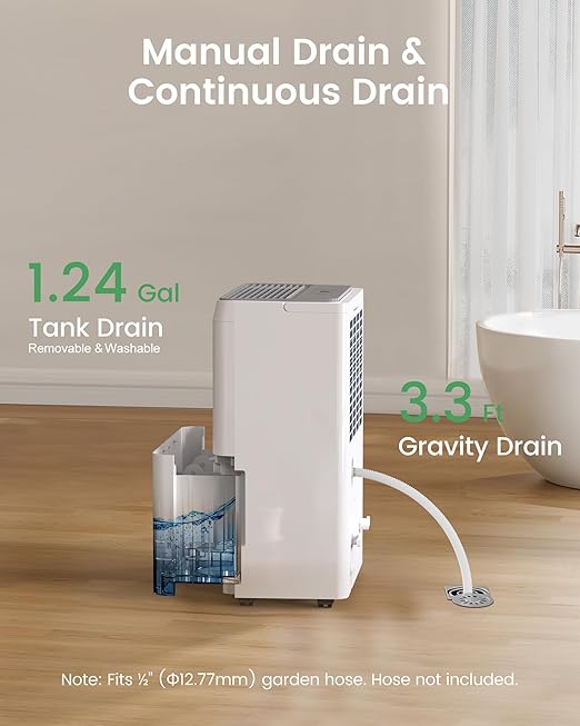 Waykar 6,000 Sq. Ft. Energy Star 120 Pint Dehumidifier - Auto Comfort Mode, Ultra Quiet(40 dB), Portable Smart Compressor Dehumidifier for Basement/Home/Bedroom/Bathroom with Drain Hose