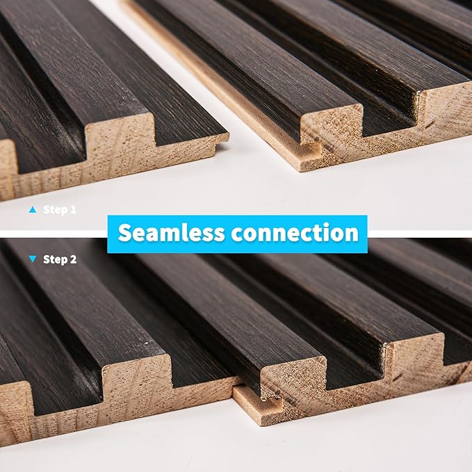 Art3d Slat Wood Wall Paneling for Interior and Ceiling Decoration - Pack of 4pcs + 1pc End-Trim, Size 108 x 5.7in.- Smoked Oak