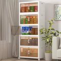 Extra Large Stackable Storage Bins with Lids & Wheels, 600QT-120QT/30GAL*5Pack Foldable Collapsible Closet Organizers Storage Cabinet with Doors for Bedroom Dorm