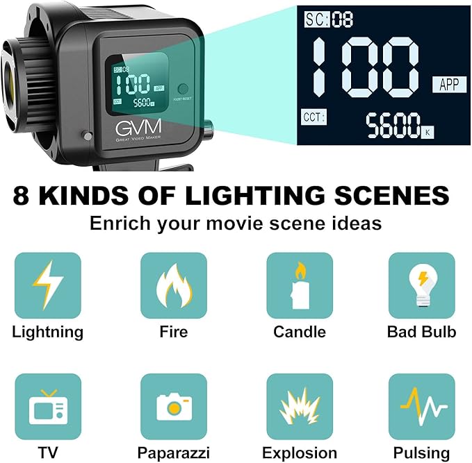 GVM SD80S 80W COB Video Light Kit, 5600K Continuous Lighting - Image 3