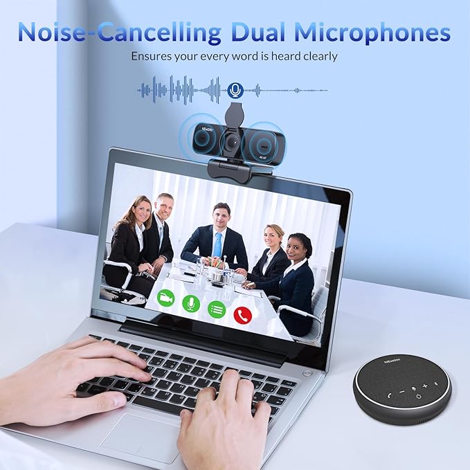 NEWORK 4K Webcam for PC, Ultra 4K HD, 2 Noise Reduction Mics, Auto Focus & Privacy Cover, Plug & Play, 77°FOV, USB Camera for PC, Mac, Laptop, Video Calls