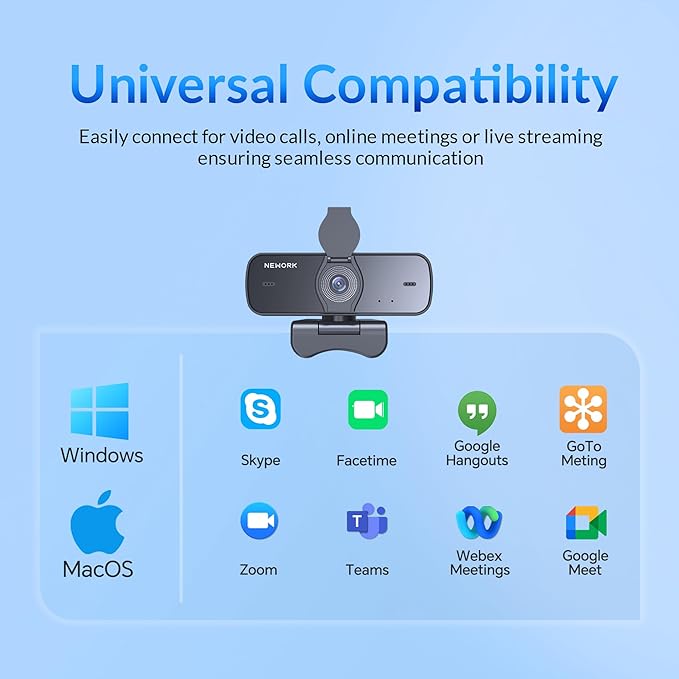 NEWORK 4K Webcam for PC with Sony Sensor, Auto Focus & Privacy Cover, Ultra HD 4K Streaming Camera with Tripod, 2 Noise-Cancelling Mics, USB Plug & Play, 77° FOV, Web Camera for Zoom, Skype, Teams