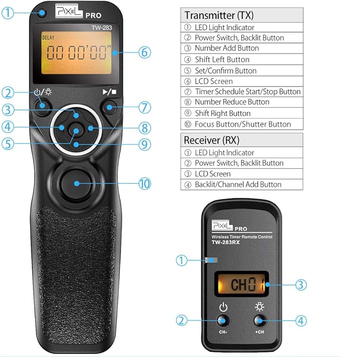 Pixel TW-283 C2 Wireless Shutter Remote, Camera Remote Control Shutter Release - Image 2