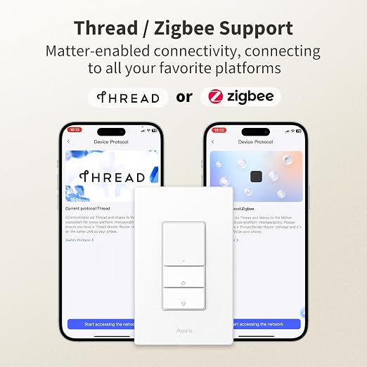 Aaqara Smart Dimmer Switch H2, 2-in-1 Neutral, Thread/Zigbee Support, Silent - Image 2