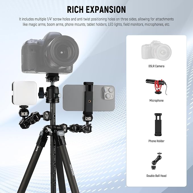 NEEWER 60.4" Travel Tripod Carbon Fiber - Image 7