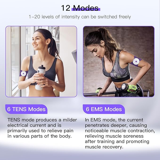 Wireless TENS & EMS Unit Back Pain Relief Massager - APP Controlled Bluetooth EMS Muscle Stimulator Machine for Back Shoulder Leg Neck Pain Relief