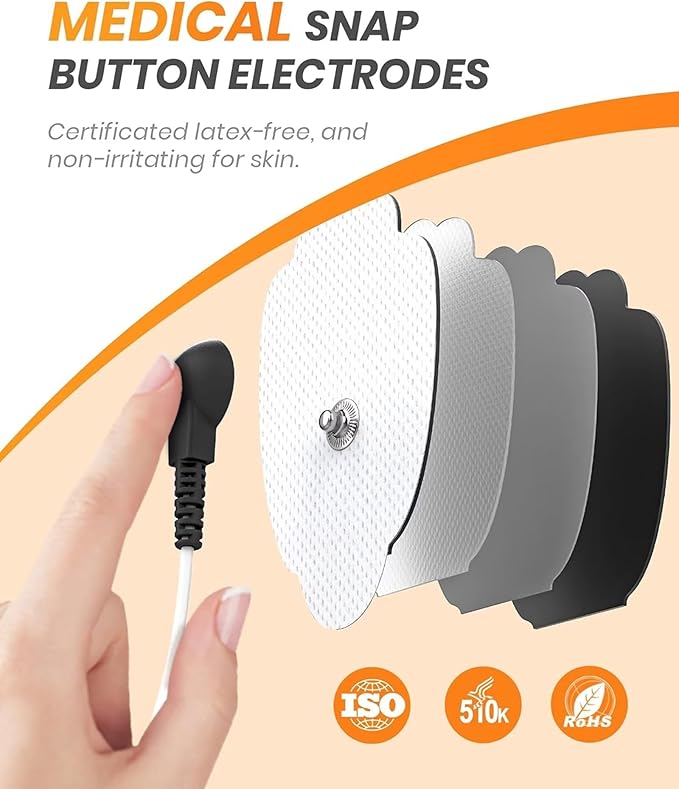 AVCOO 30 Modes TENS EMS Unit Compact Muscle Stimulator for Pain Relief, Rechargeable & Portable Dual Channel Muscle Stimulator with 30 Intensity Levels and 12 Electrode Tens Unit Replacement Pads Red