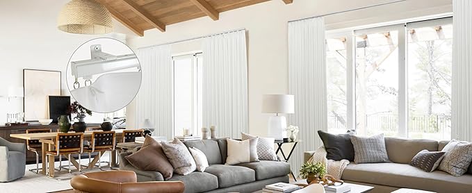 ChadMade Ceiling/Wall Mount Curtain Track Rod Set with Hooks, 6ft - 9ft Adjustable Length Window Rod Track Curtain Rail System For Living Room Bedroom, Work with Grommet and Pinch Pleated Curtain