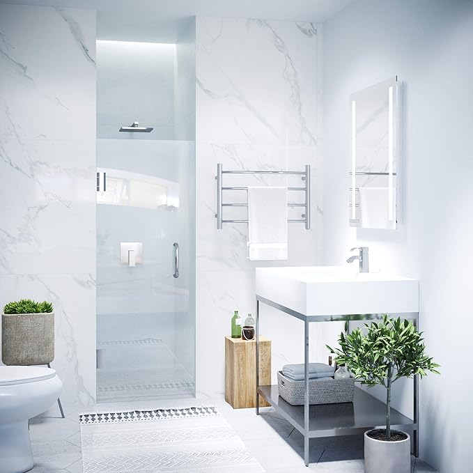 ANZZI 72" x 30" Frameless Shower Door in Polished Chrome,Water Repellent Glass Shower Door with Seal Strip Parts and Handle, 3/8 Glass Hinged Shower Door with Handle (SD-AZ09-02CH)