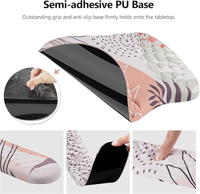 Laokiiy Mouse Pad Wrist Support, 2 in1 Keyboard Wrist Rest+ Ergonomic Mouse Pad, Non-Slip Wrist Rest for Computer Keyboard, Made Easy Typing & Relieve Wrist Pain（Leaf