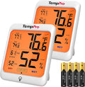 TempPro TP53 2 Pack Digital Hygrometer Indoor Thermometer by TempPro