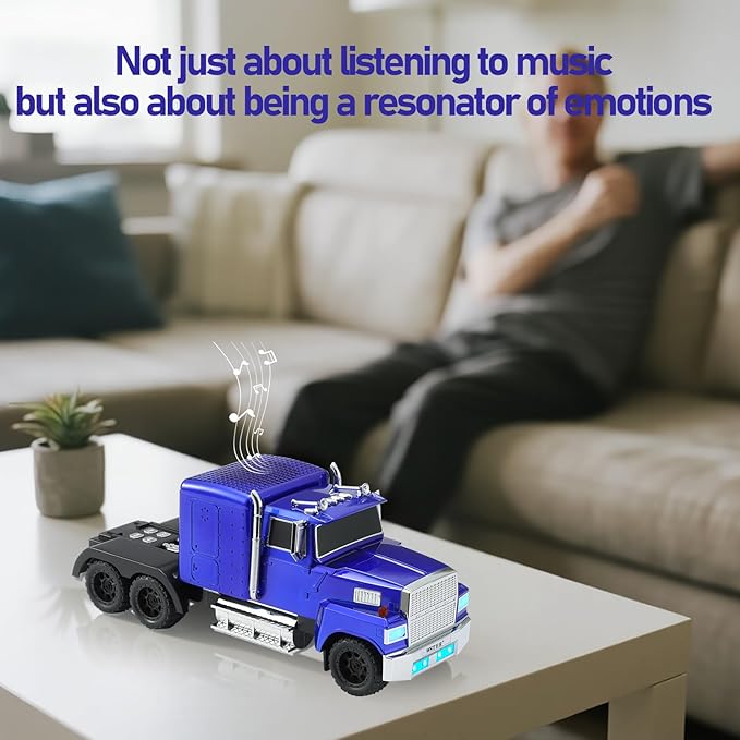 WSTER American Truck Bluetooth Speaker, Retro Car Model，Portable Wireless with HD Stereo Sound, TWS Pairing, USB/TF/AUX Playback, Unique Truck Model Speaker for Home & Outdoor (Blue)