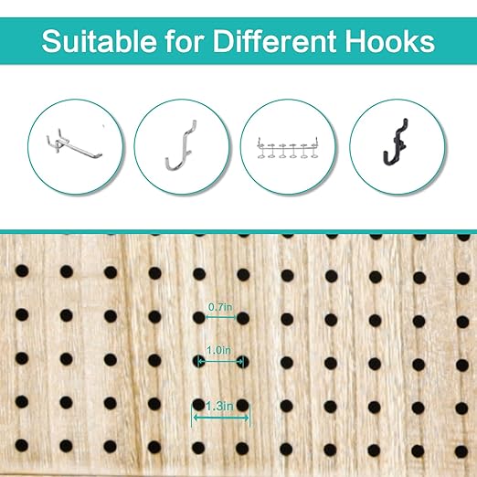 Babion 6 Panel Pegboard Display, Pegboard Room Divider Freestanding Folding Privacy Screens Display Stand for Craft Shows (Natural)