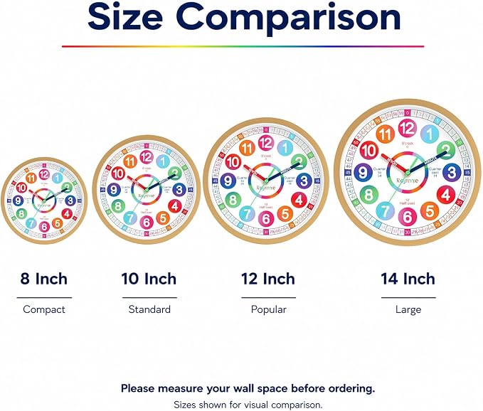 Roymnie Wall Clock Battery Operated 12 Inch Silent Non Ticking Teaching Clock - Image 4