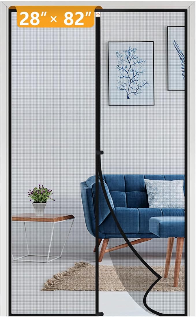 Yotache Magnetic Screen Door Fits Door Size 28 x 82, Screen Size 30" x 83" Reinforced Fiberglass Mesh for Back Door Black