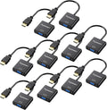 HDMI to VGA Adapter 10 Pack, Gold-Plated HDMI to VGA Converter (Male to Female), Compatible for Computer, Laptop, PC, Monitor, Projector, HDTV, Chromebook, Raspberry Pi, Roku, Xbox and More