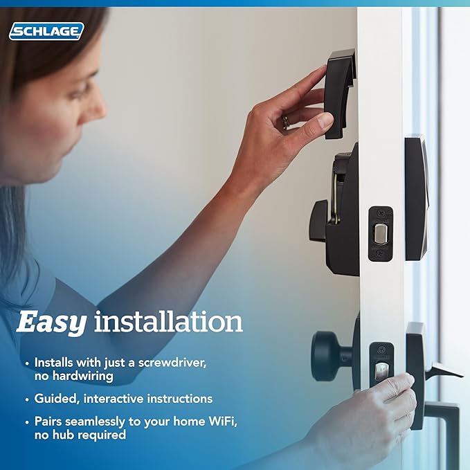 Schlage BE499WB CAM 625 Encode Plus WiFi Deadbolt Smart Lock, Keyless Entry Touchscreen Door Lock with Camelot Trim, Bright Chrome