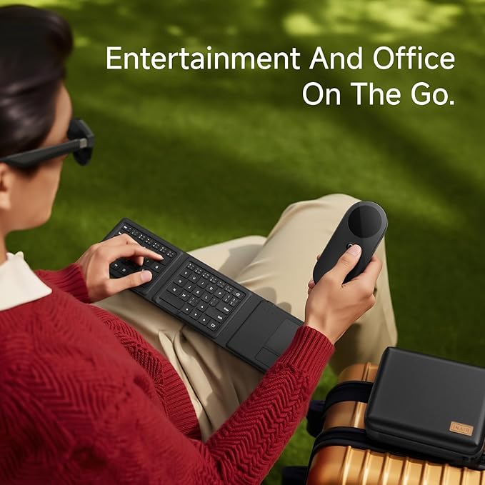 INAIR 2 Pro Go Pack| INAIR OS| AR Glasses + Pod + Fold Keyboard| Compatible with Vast Android apps| 6-Screen Expansion| Wireless PC Streaming| 3DoF Spatial Hovering| Real‑Time 2D‑to‑3D