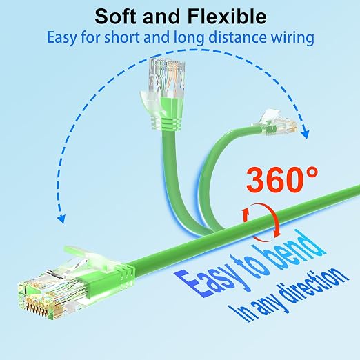 Cat 6 Patch Cables 1 feet, Slim Cat6a Ethernet Patch Cable 10Gbps 550Mhz - Image 4