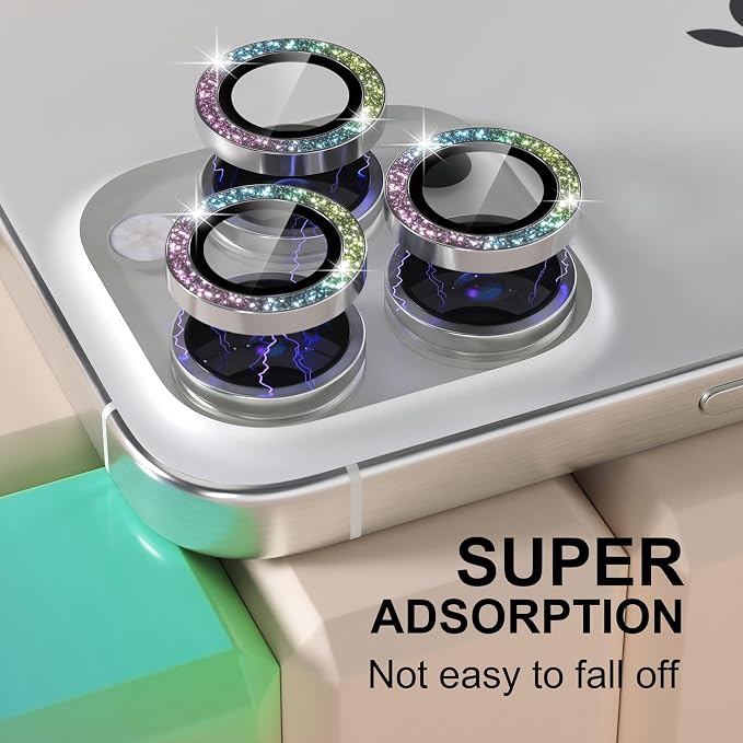 Misea Compatible for iPhone 16 Pro/iPhone 16 Pro Max Camera Lens Protector Bling - Image 6