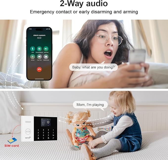 Alarm System for Home Security,10Pcs WiFi/4G Apartment Alarm System with Instant App Alerts,for Smart Life or Tuya,Auto Alarm Dial,Door/Window Sensors,Compatible with Alexa,NO Monthly Fees