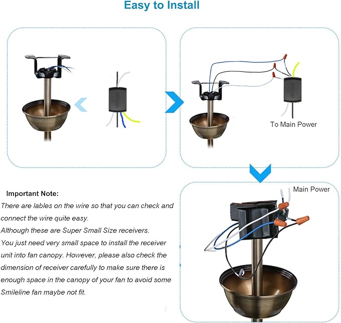 LPHUMEX Ceiling Fan Remote Control Kit, Small Size Speed, Light & Timing 3 in 1 Wireless Control, Compatible with AC Motor Fans from Harbor Breeze, Hunter, Hampton Bay, etc.