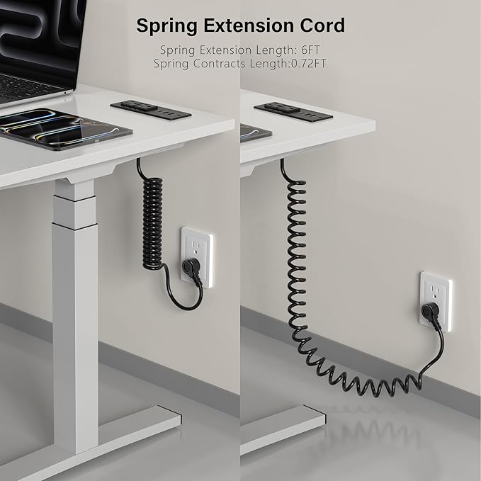 Recessed Power Strip USB C 65W Fast Charging Station,in Drawer Outlet,Furniture Flush Mount for Desktop,Workspace Essential Desk Outlet (Black, 10FT)