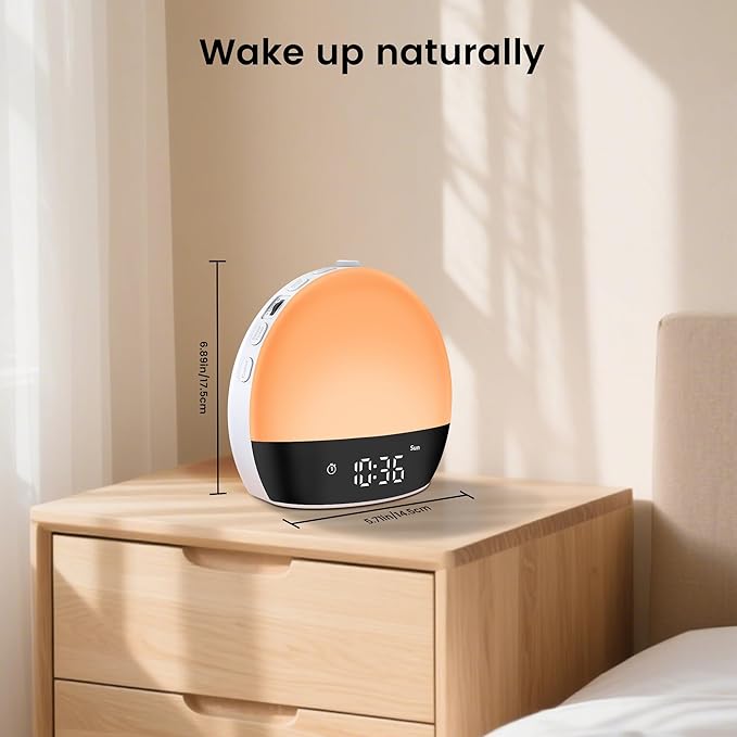 Risop Wake Up Light Sunrise Alarm Clock for Heavy Sleepers, All-in-One Smart Bedside Device with Bluetooth Speaker, FM Radio, Dual Alarm & Sleep Aid Night Light, Best Gift for Adults & Kids