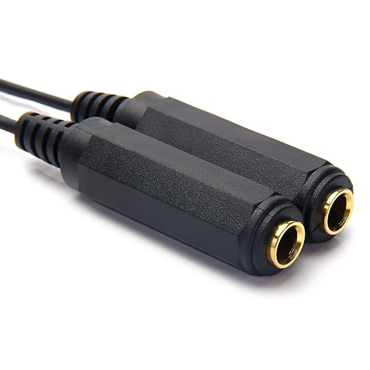 Disino 1/4 Splitter, 1/4" TRS Stereo Male to Dual Female Y Splitter Cable Quarter Inch Splitter Cord - 8 Inch / 20cm