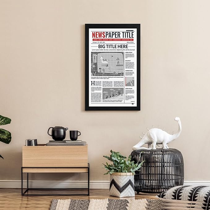 TKYGU 11x22 Picture Frame 3 Pack- Newspaper Frame for Assorted Media and News Articles-11x22 Wooden Frame with Plexiglass,Decorate Home and Office with Large Paintings -Fits Most Standard Newspapers