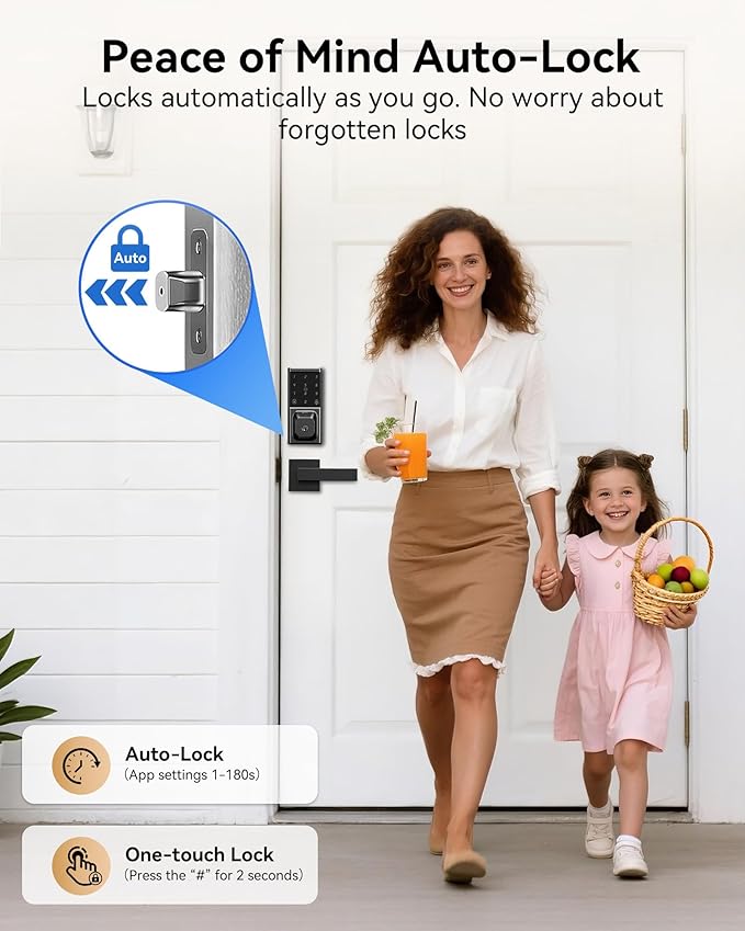 Smart Deadbolt Lock with 2 Lever Handles, Keyless Entry Door Lock Set, - Image 6