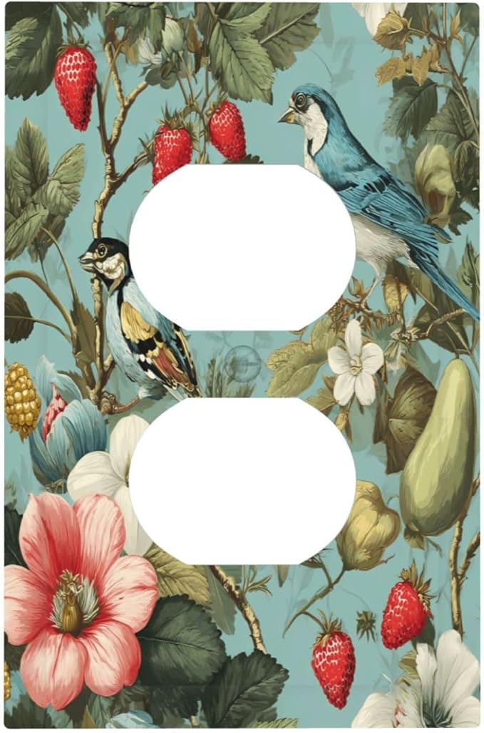 Bvtewkhz William Morris Flower Duplex Outlet Wall Plate Cover Decorative Light Switch Covers Electrical Faceplate Switch Plates for Bathroom Kitchen Home